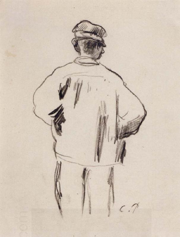 Camille Pissarro Rear View for a man in a smock oil painting picture